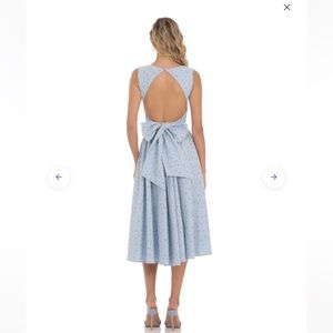 Blue Floral Open Back Midi Dress